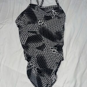 Nike Black and White Geometric Swimsuit
